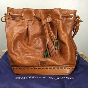 Dooney & Bourke Florentine Vacchetta Leather Drawstring Tassel Bucket Bag
